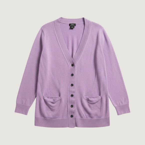 Eddie Bauer Sweaters - Eddie Bauer Womens Purple Cotton Cashmere V-Neck Button Cardigan Sweater Large